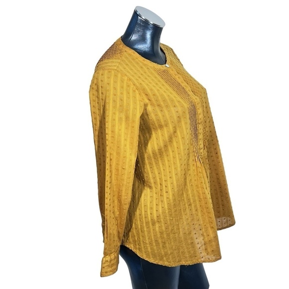 J.JILL Yellow Mustard Tunic Boho Long Sleeve Peasant Blouse Top Size XS Petite - Picture 3 of 16